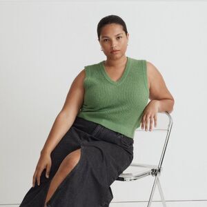 Madewell The Fineloft Shrunken Sweater Vest Garnish Green Medium